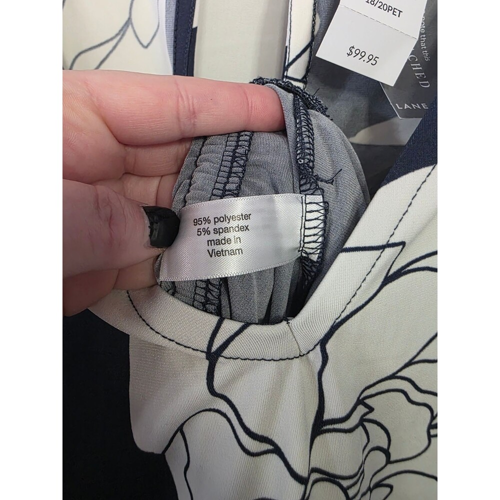 Lane Bryant Plus Floral Jumpsuit 18/20P Navy V-Neck Wide Leg Drawstring NWT - Picture 5 of 7